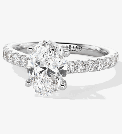 THE LEO Legacy Lab Grown Diamond Oval Cut Engagement Ring in 14K White Gold.