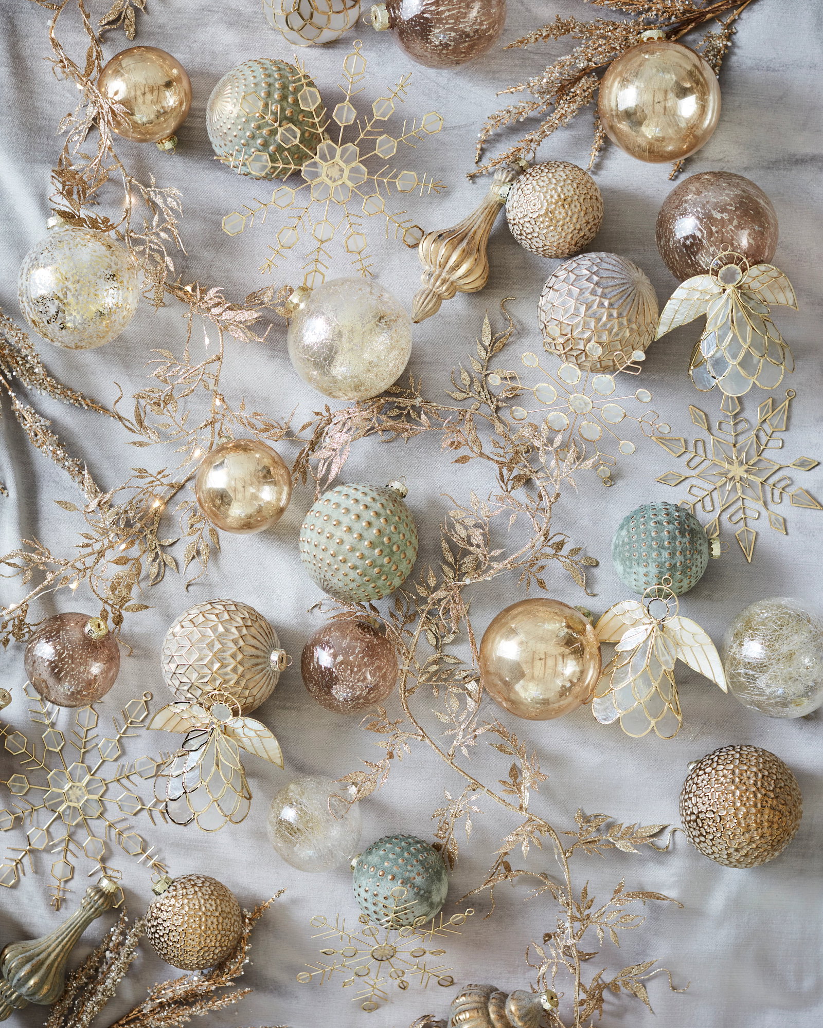 Burnished Metals Ornaments, Set of 35