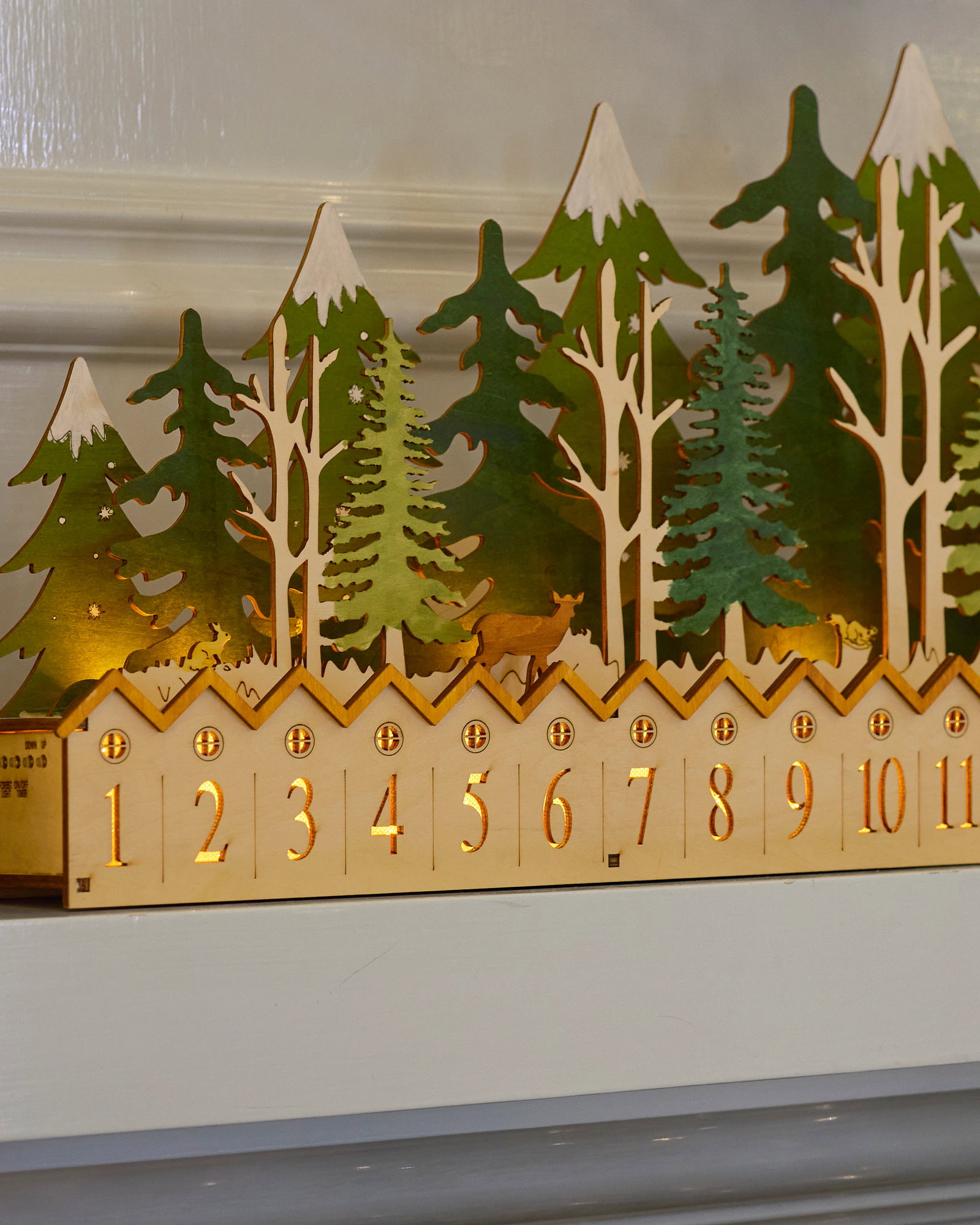 Lit Wooden Forest Advent Calendar
