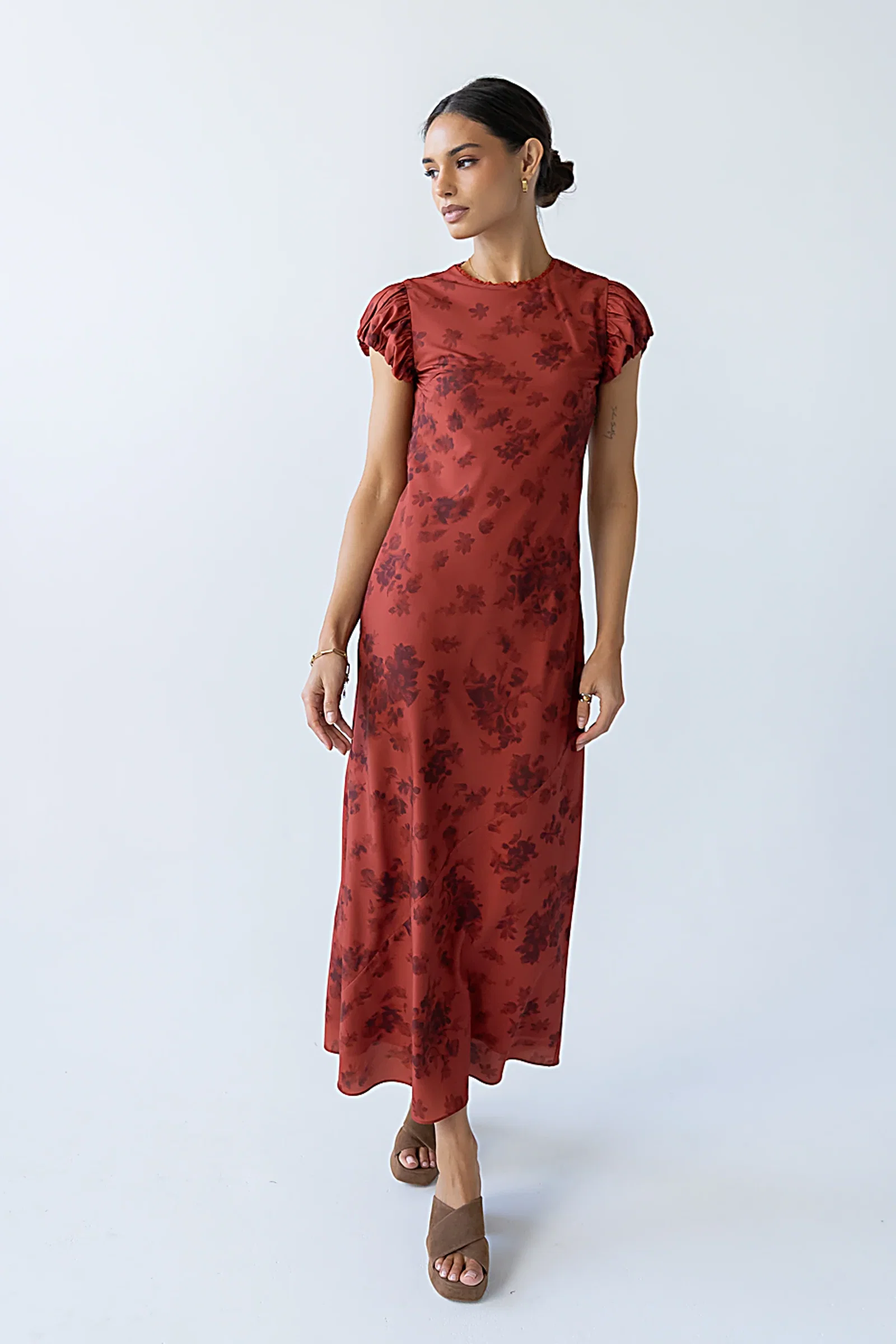Image of Ellianna Floral Maxi Dress in Brick