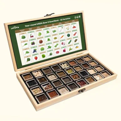 Year-Round USDA Zone 5 Seed Bank - 32 Organic Seed Varieties