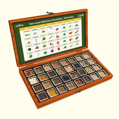 Year-Round USDA Zone 9 Seed Bank - 32 Organic Seed Varieties