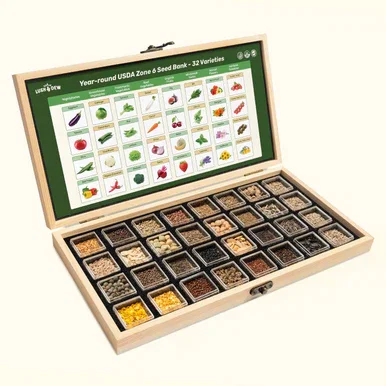 Year-Round USDA Zone 6 Seed Bank - 32 Organic Seed Varieties
