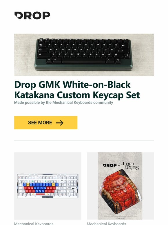 Drop: Drop GMK White-on-Black Katakana Keycaps: A Classic With New
