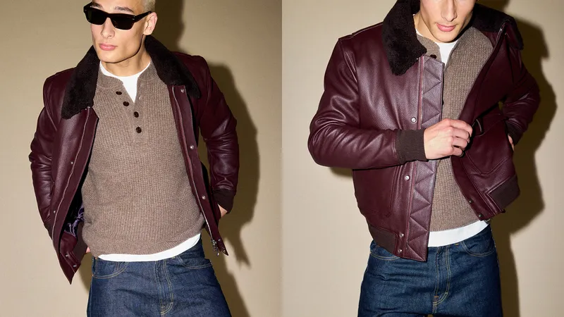 A model wearing two different henleys. 