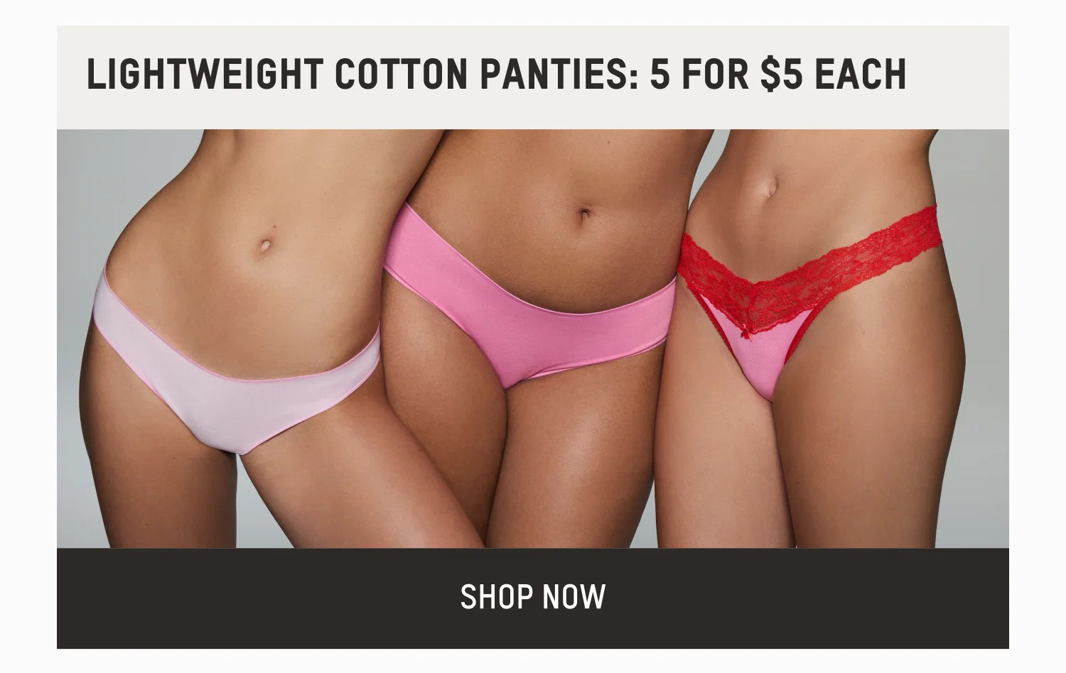 LIGHTWEIGHT COTTON PANTIES: 5 FOR $5 EACH