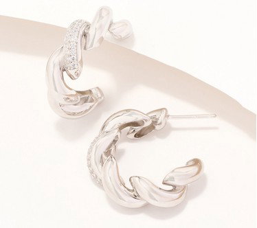 Diamonique Italia San Marco Hoop Earrings, Sterling Silver