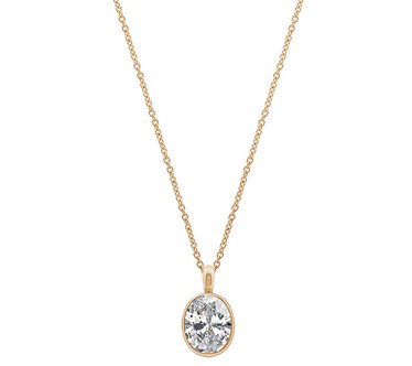 Diamonique 100 Facet Oval Bezel Necklace, Sterling Silver