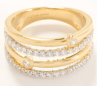 Diamonique Two-Tone Highway Ring, Sterling Silver