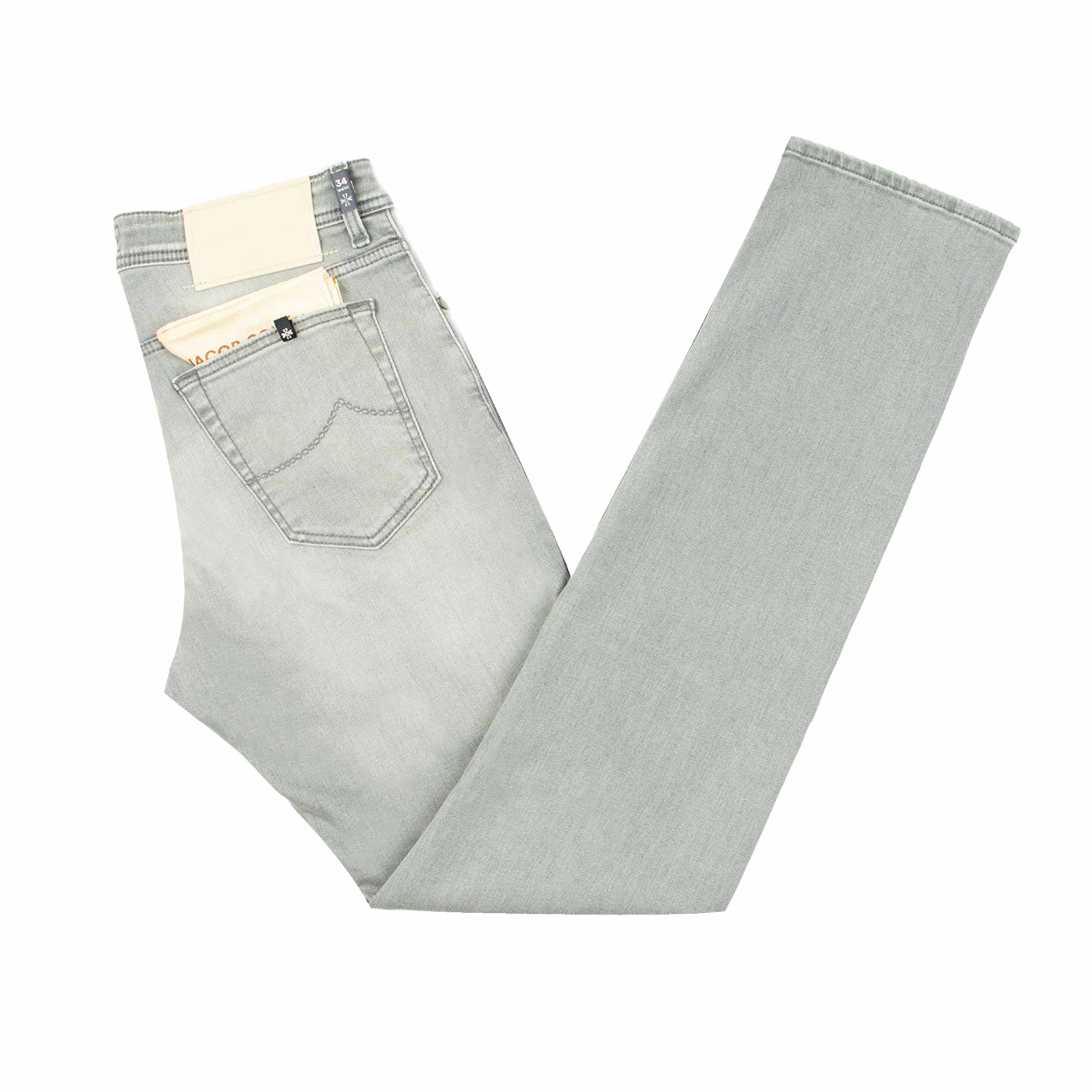 Image of Jacob Cohen - Light Grey Vintage Wash 'Bard' Super Stretch Denim Jeans
