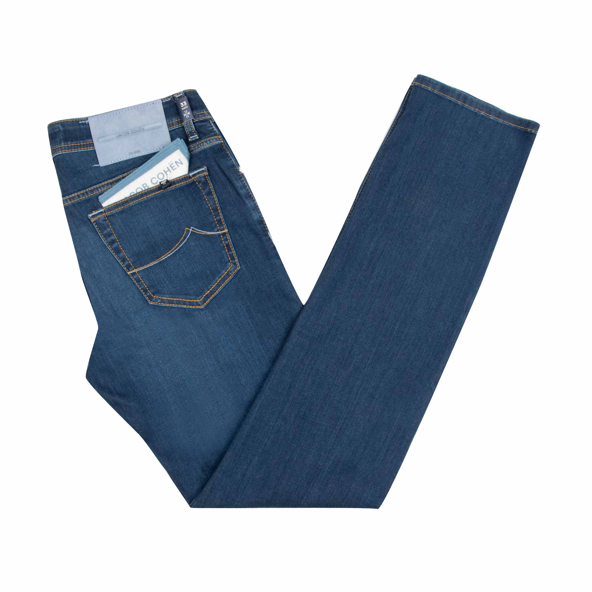 Image of Jacob Cohen - Mid Wash 'Bard' Super Stretch Slim Fit Jeans