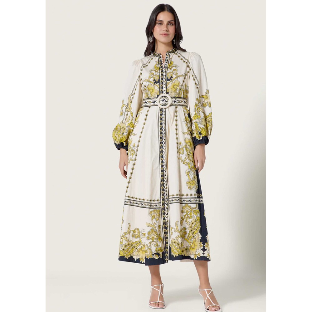 Image of Baroqueen Floral Dress - Papyrus/Gold