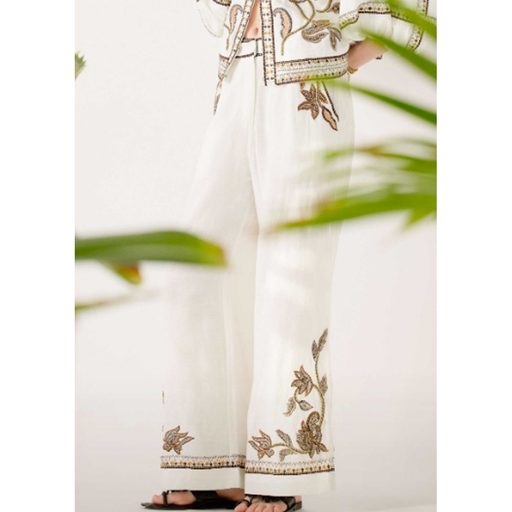 Image of Sorelle Embellished Trousers - White/Multi