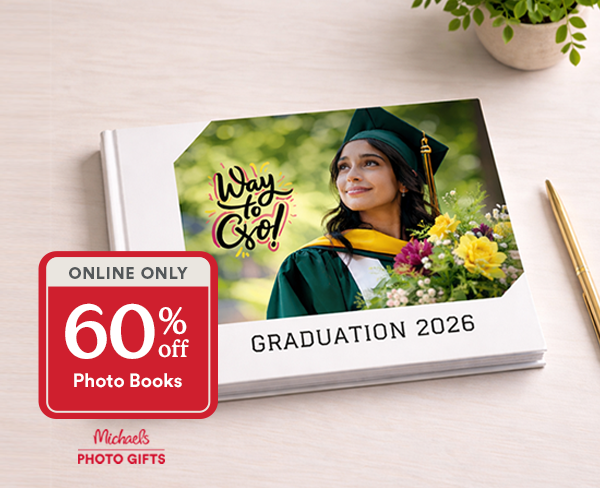 online only 60% off photo books graduation 2026 Michaels Photo Gifts