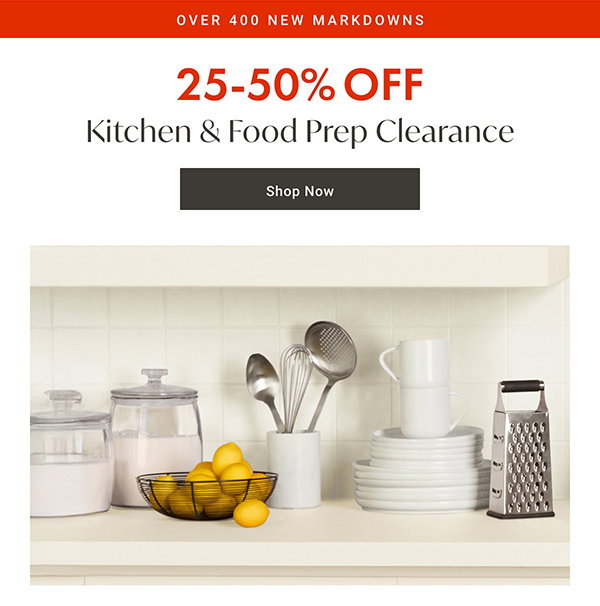 (Over 1000 New Markdowns) 25 - 50% OFF Kitchen & Food Prep Clearance - Shop Now