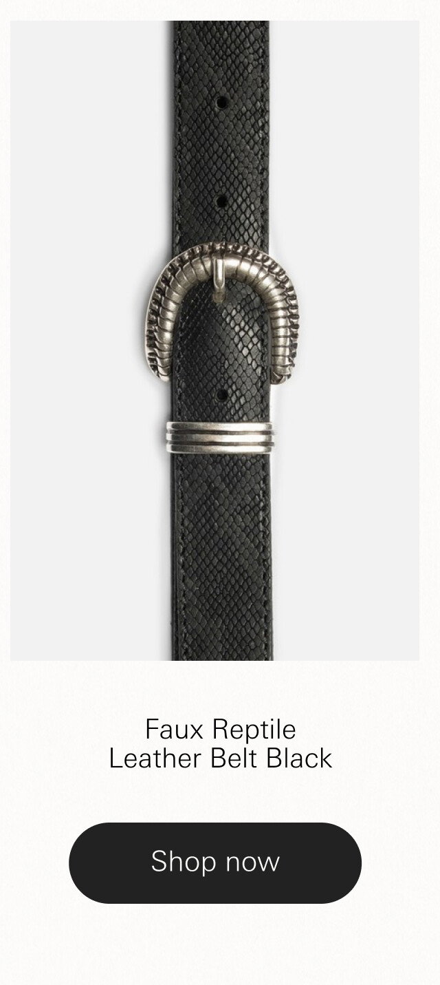 Faux Reptile Leather Belt Black