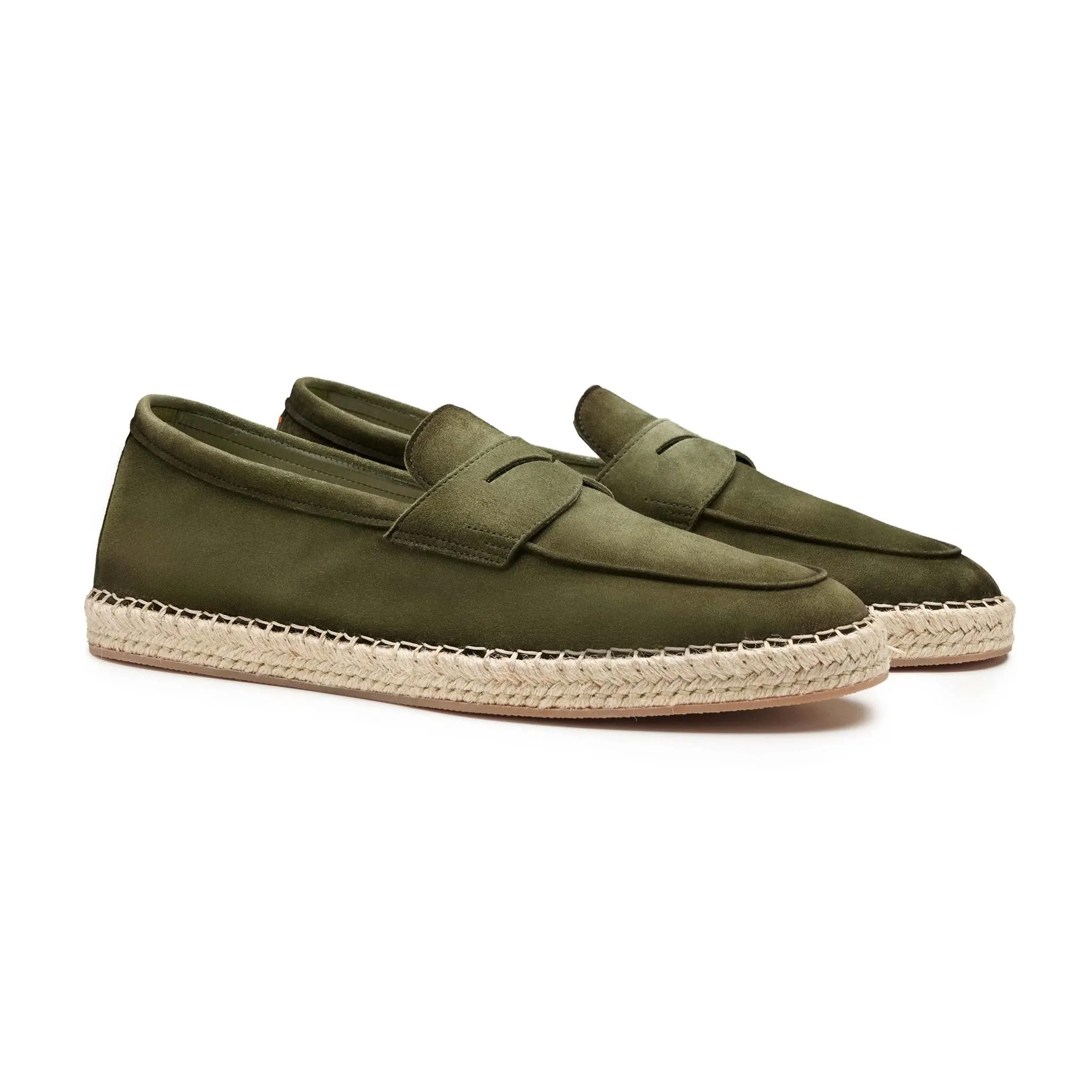 Image of Santoni - Green Suede Espadrillas Loafers