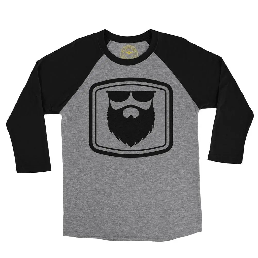 Image of OG Beard 2.0 Shield Heather Black Raglan 3/4 Shirt