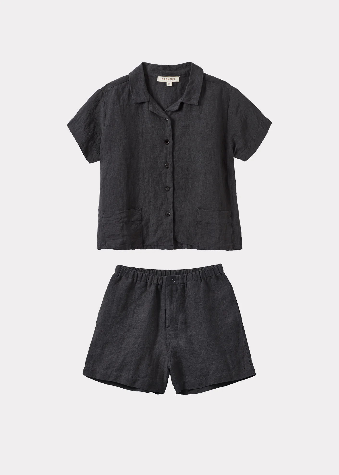 Image of BAMBOO CHILDREN'S SHIRT AND SHORTS SET - CHARCOAL
