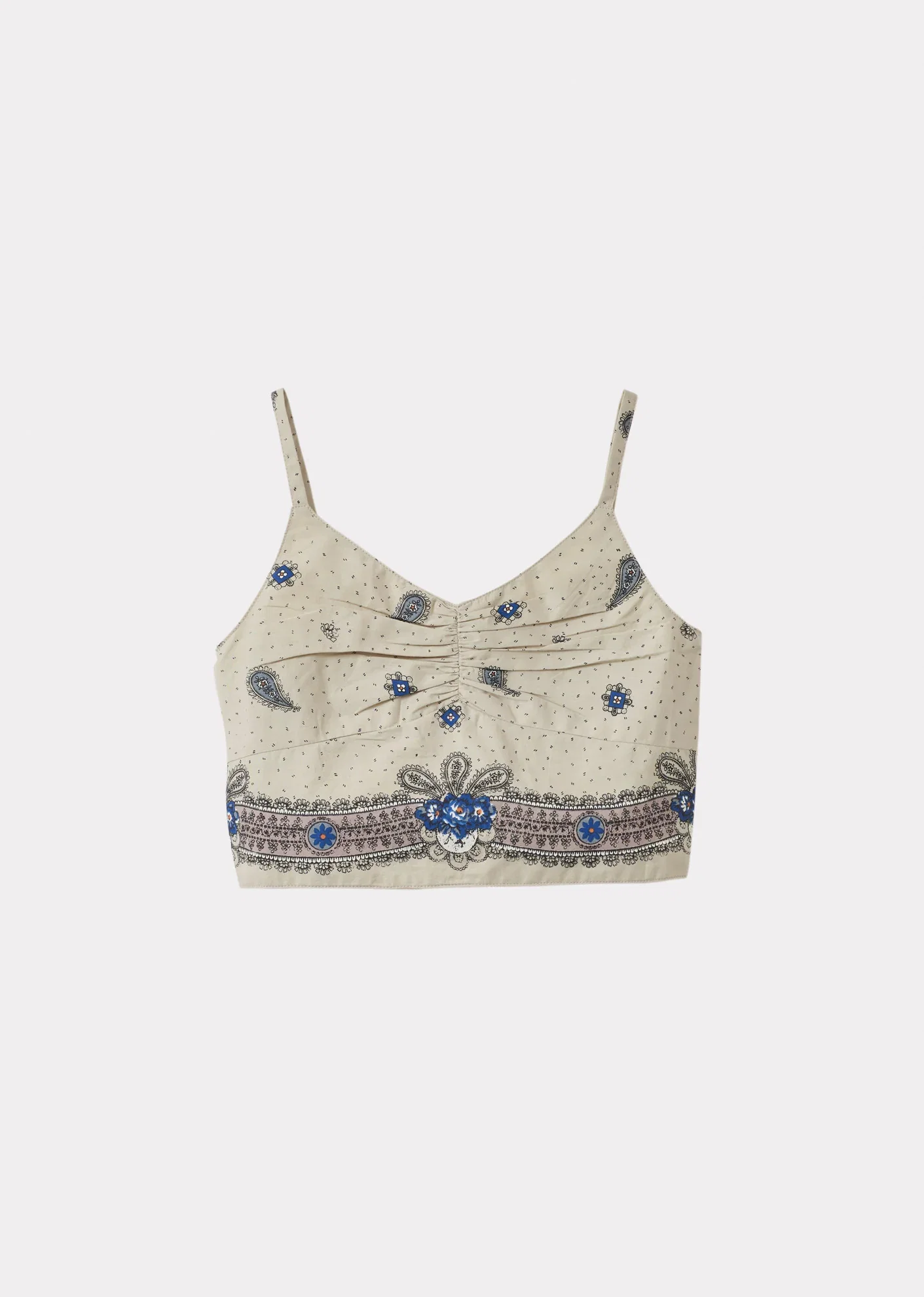 Image of RIA GIRL'S COTTON CROP TOP - MAUVE PAISLEY