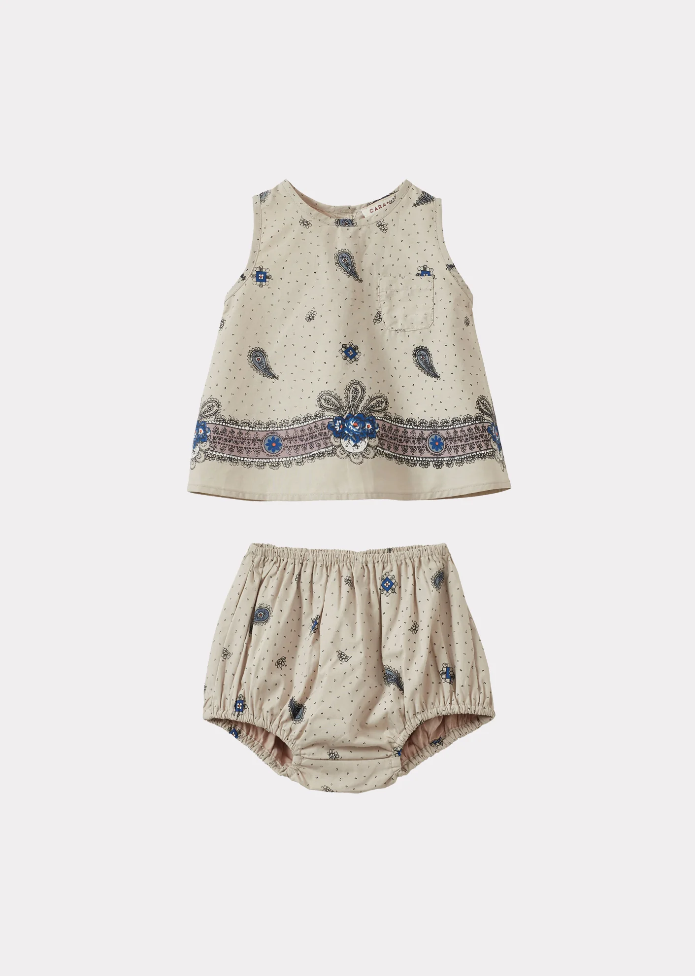 Image of LETTUCE BABY COTTON TOP AND BLOOMERS SET - MAUVE PAISLEY PRINT