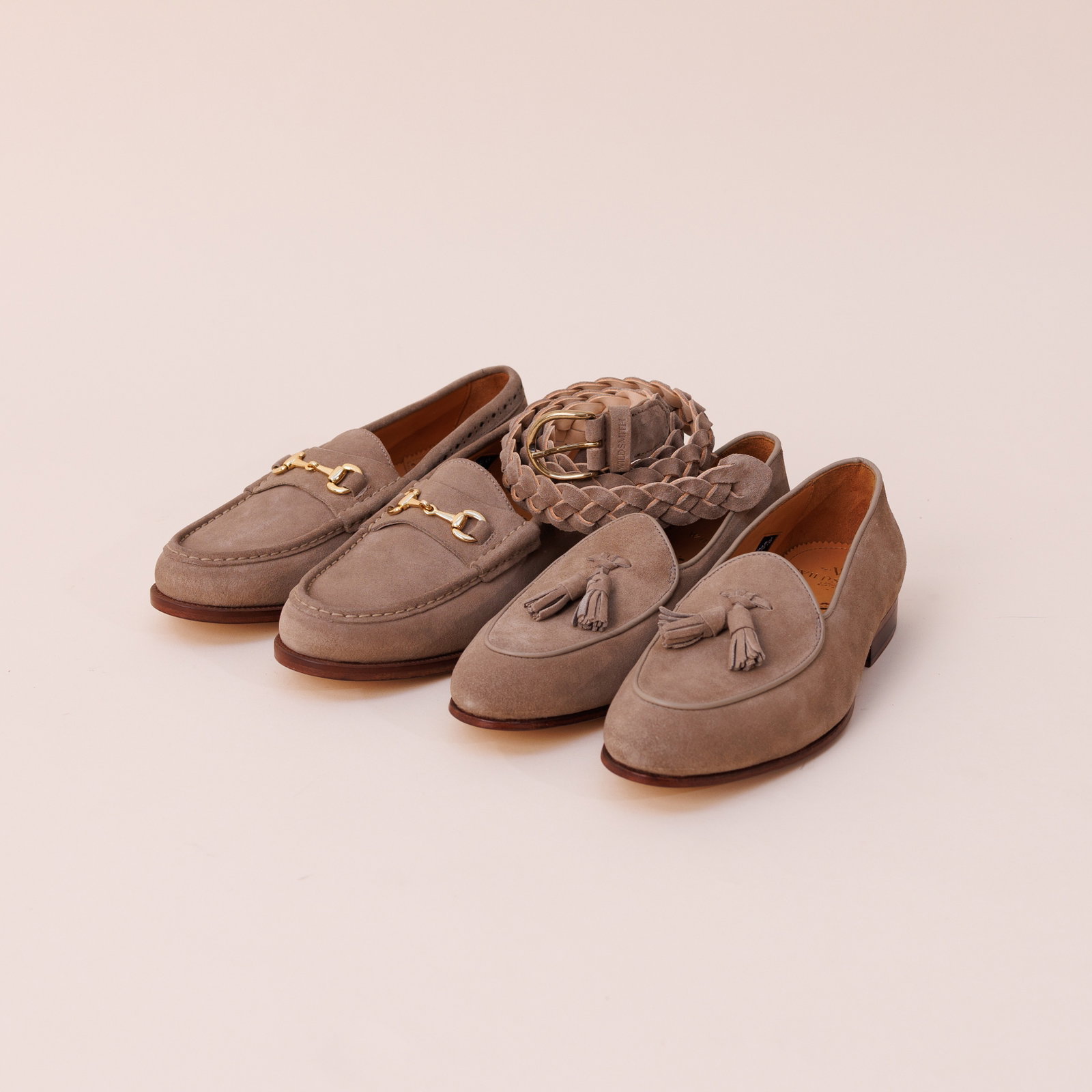 Wildsmith Model 88 tasselled loafers in taupe suede