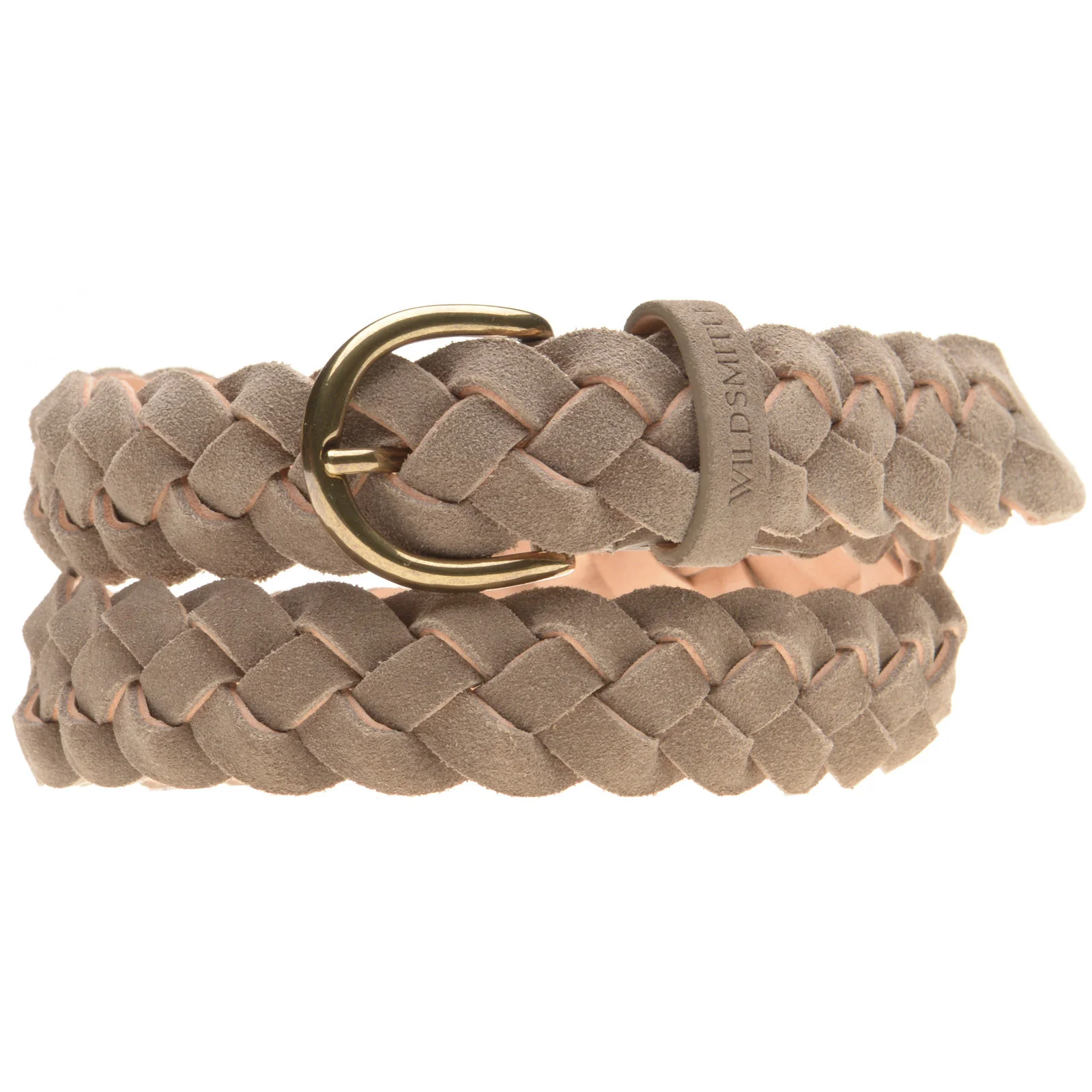 Image of Wildsmith braided belt in taupe suede