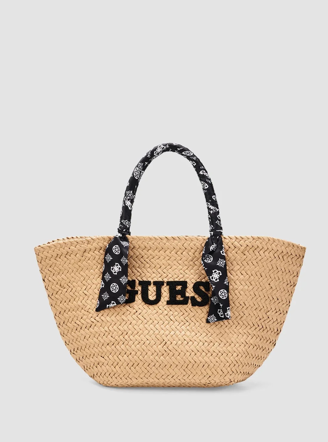 Image of Beige Black Beach Straw Bag