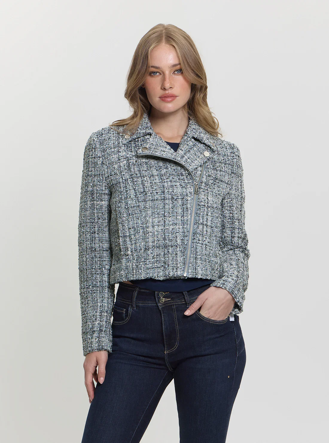 Image of Black Sadie Tweed Moto Jacket