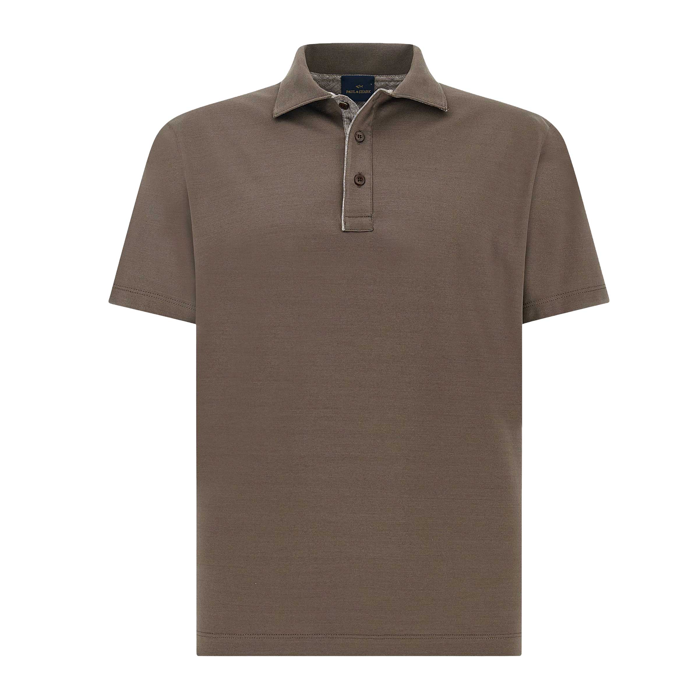 Image of Paul & Shark - Morel Brown Double-Mercerised Cotton Polo shirt