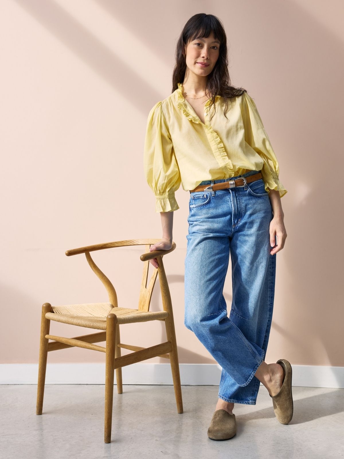 Frankie Voile Ruffle Blouse - Mellow Yellow BY IRIS  Regular price£125.00