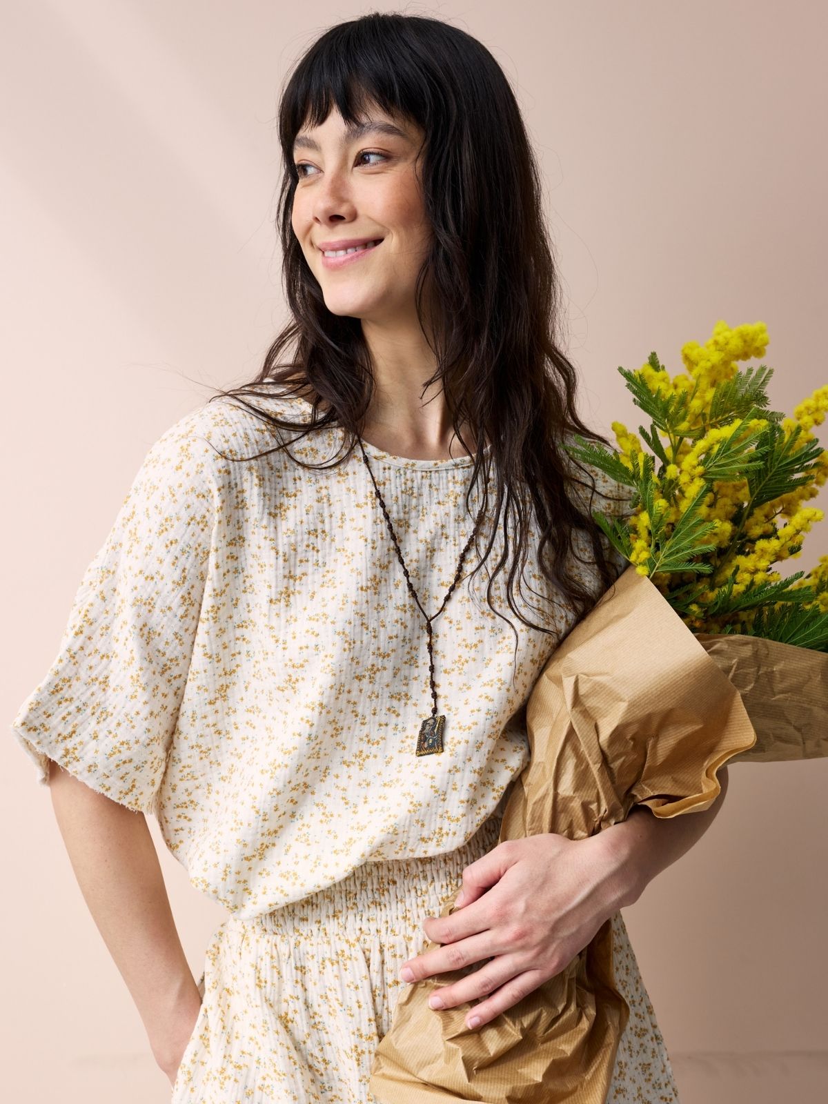 Josie Double Cotton Gauze Top - Ditsy Print BY IRIS  Regular price£125.00