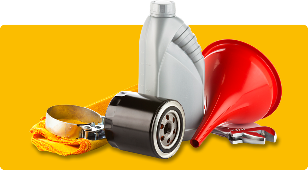 Oil filter, can, and funnel