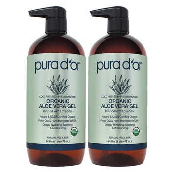 pura d'or Organic Aloe Vera Gel, 24 fl oz, 2-Pack