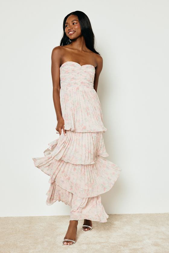 Image of Thriving Poise Black 3D Floral Embroidered Tie Strap Maxi Dress