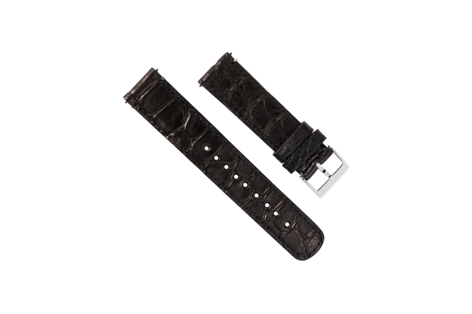 Image of Genuine Alligator Black Leather Watch Band, Made in USA
