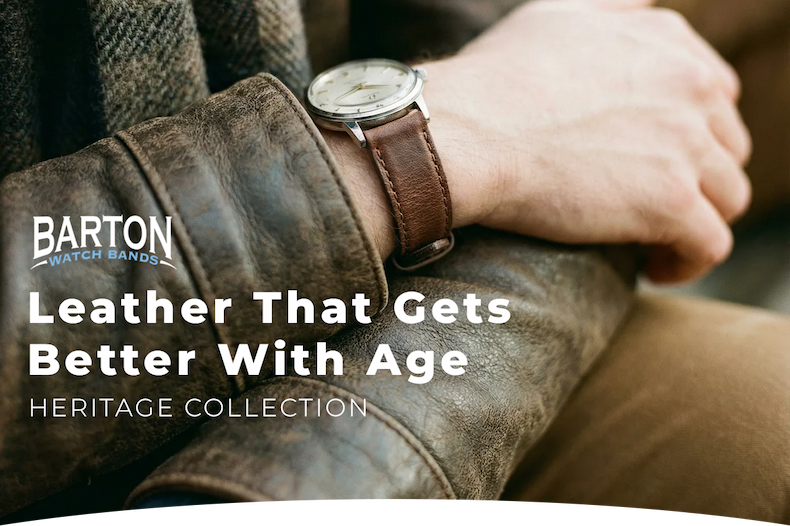 HERITAGE WATCH BAND ON WRIST, LEATHER JACKET