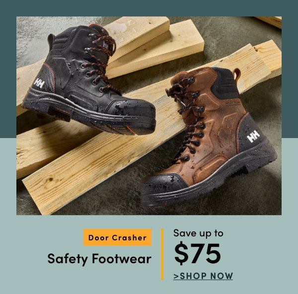 Door Crasher Save up to $75 on Safety Footwear