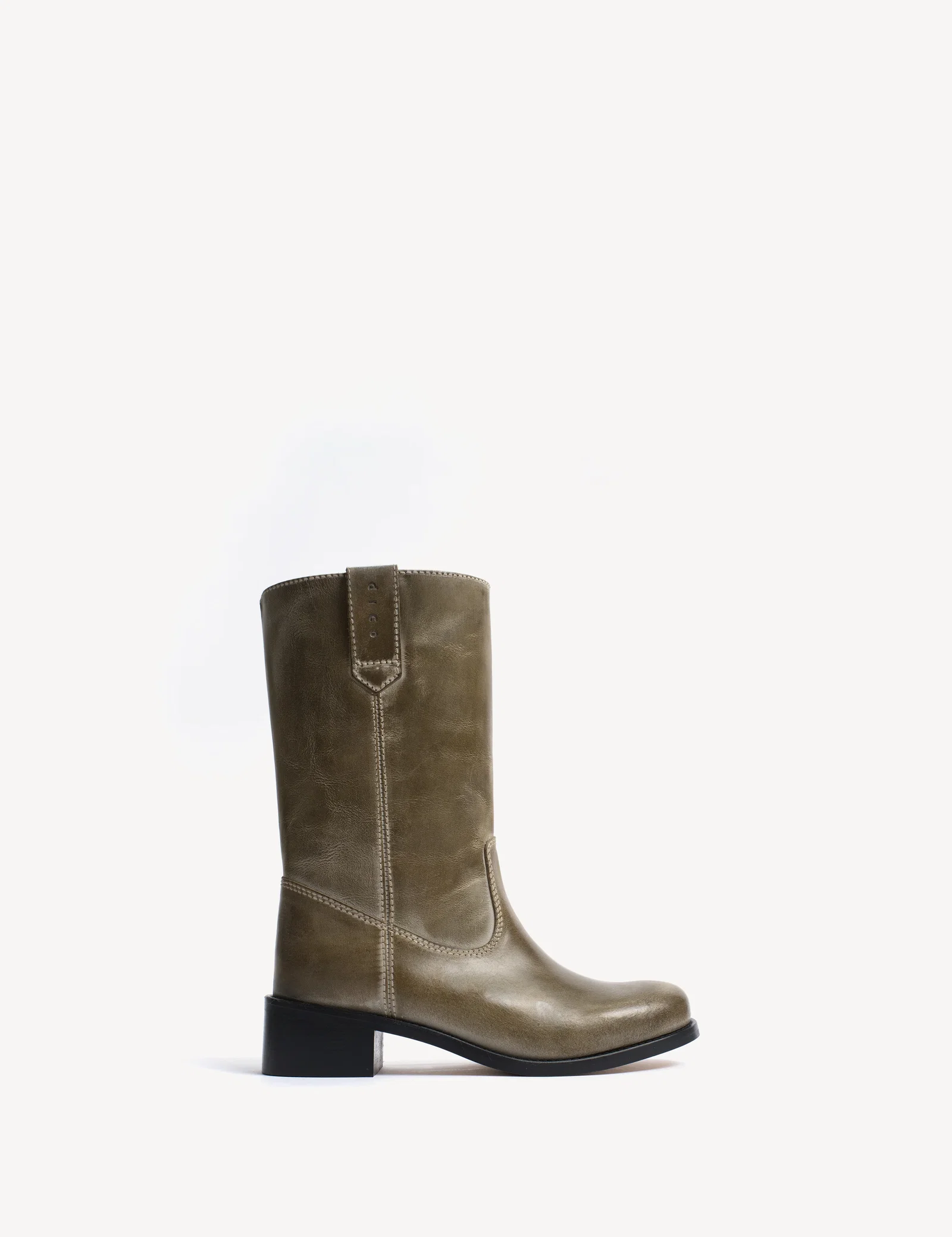 Image of Julia Gaucho Boot In Army Green Escovado Leather