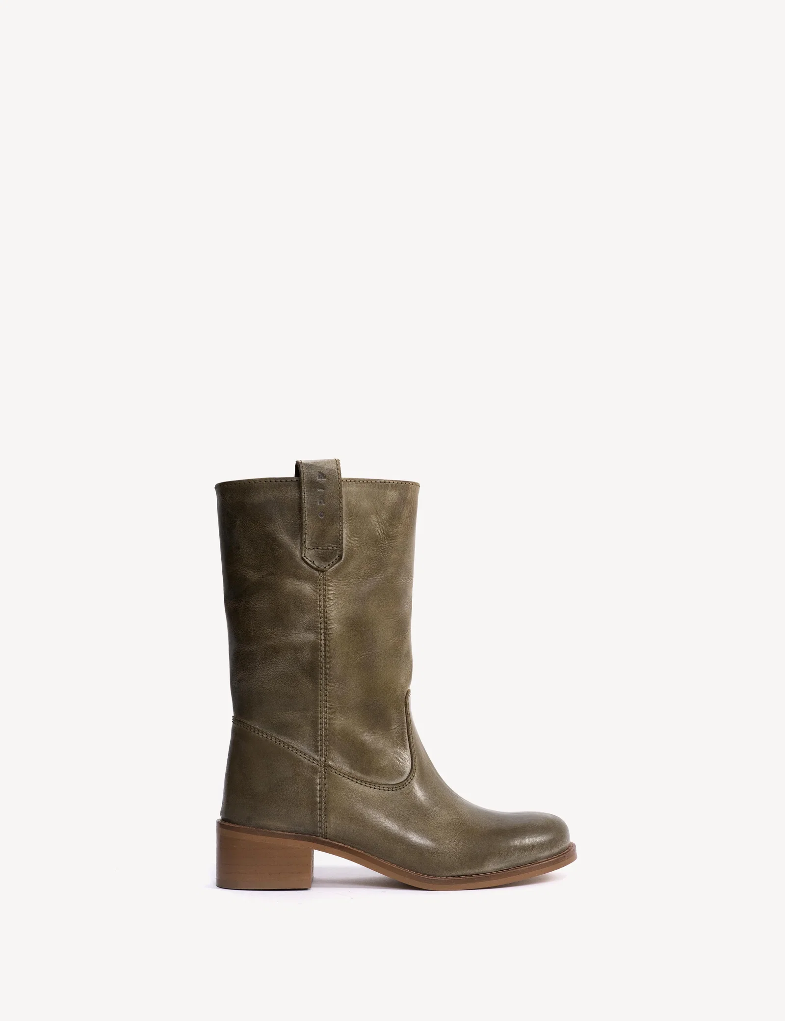 Image of Julia Gaucho Boot In Olive Green Escovado Leather