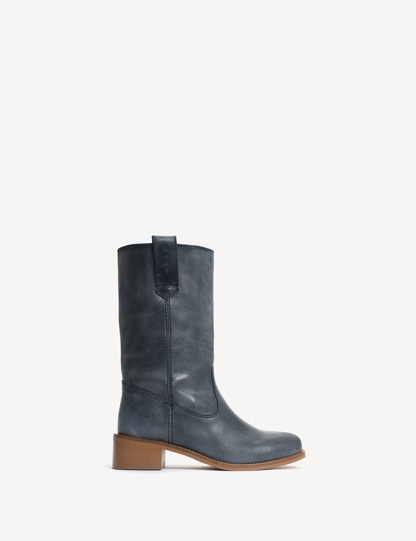Image of Julia Gaucho Boot In Indigo Blue Escovado Leather