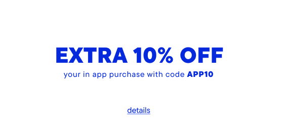 Extra 10% off your in app purchase with code APP10