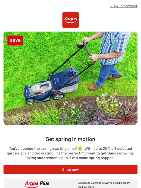 Argos: 🌱 Spring starts now — save up to 25% on garden & DIY | Milled