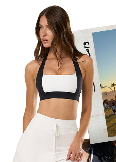 LOOK 3: (SUNDAY) Square Neck Halter Crop Airlyte, Tennis Skirt Airlyte & Claw Clip