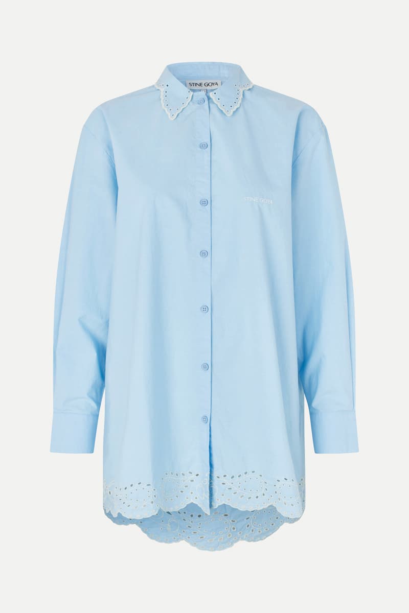 Long Sleeve Oversized Shirt - Teapot Blue