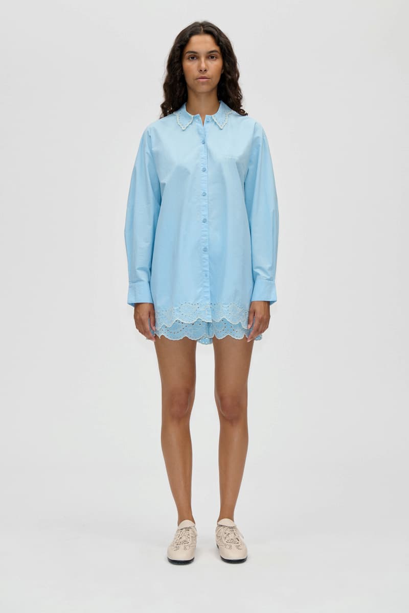 Long Sleeve Oversized Shirt - Teapot Blue