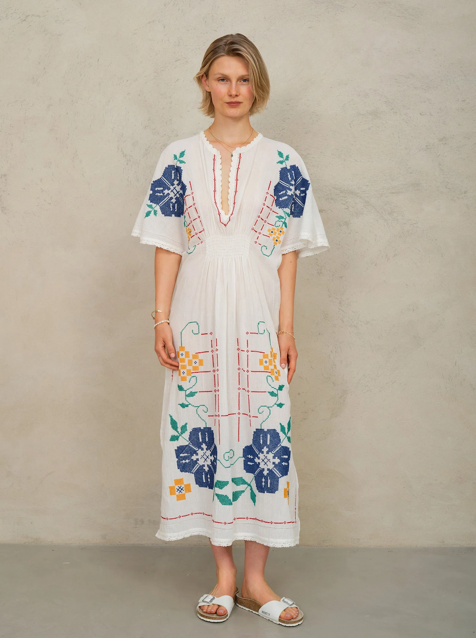 Laney Embroidered Dress - White & Blue M.A.B.E  Regular price£215.00