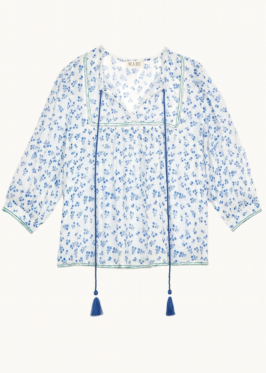 Edie Print Long Sleeve Top - Blue M.A.B.E  Regular price£89.00