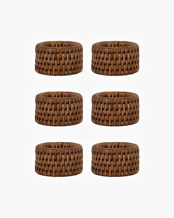 Antique Napkin Ring Rattan 6-pack