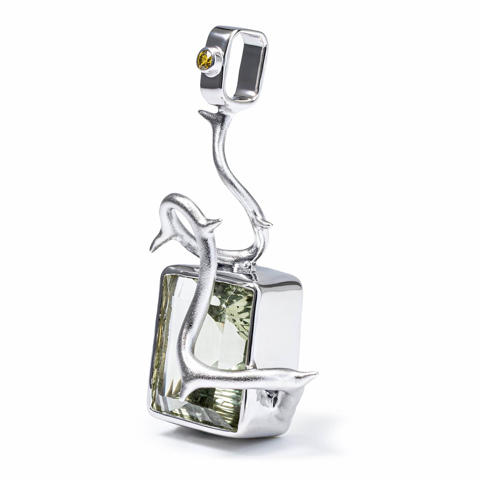 Image of Tethra Singular Edition Silver Pendant With Large Green Amethyst